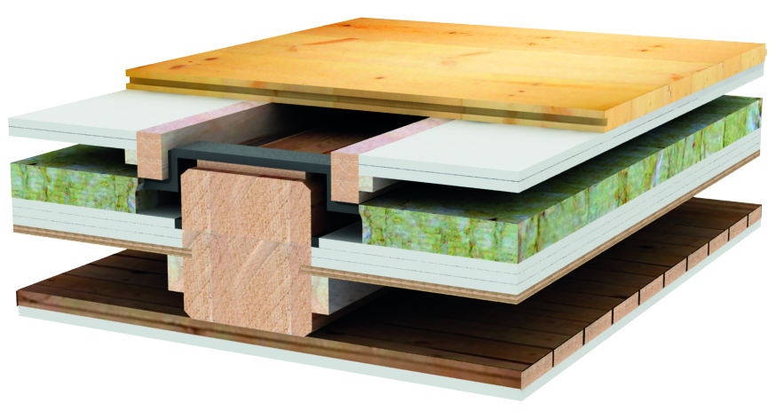 Detailtegning af eksempel på konstruktionstype I, som opfylder kravet til trinlydisolation.